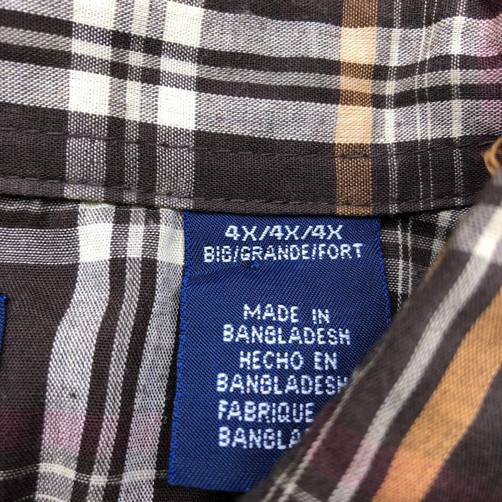 Wrangler Western Shirt Mens 4X Blue Green Plaid Pearl Snap Short Sleeve Big Tall - Picture 10 of 14